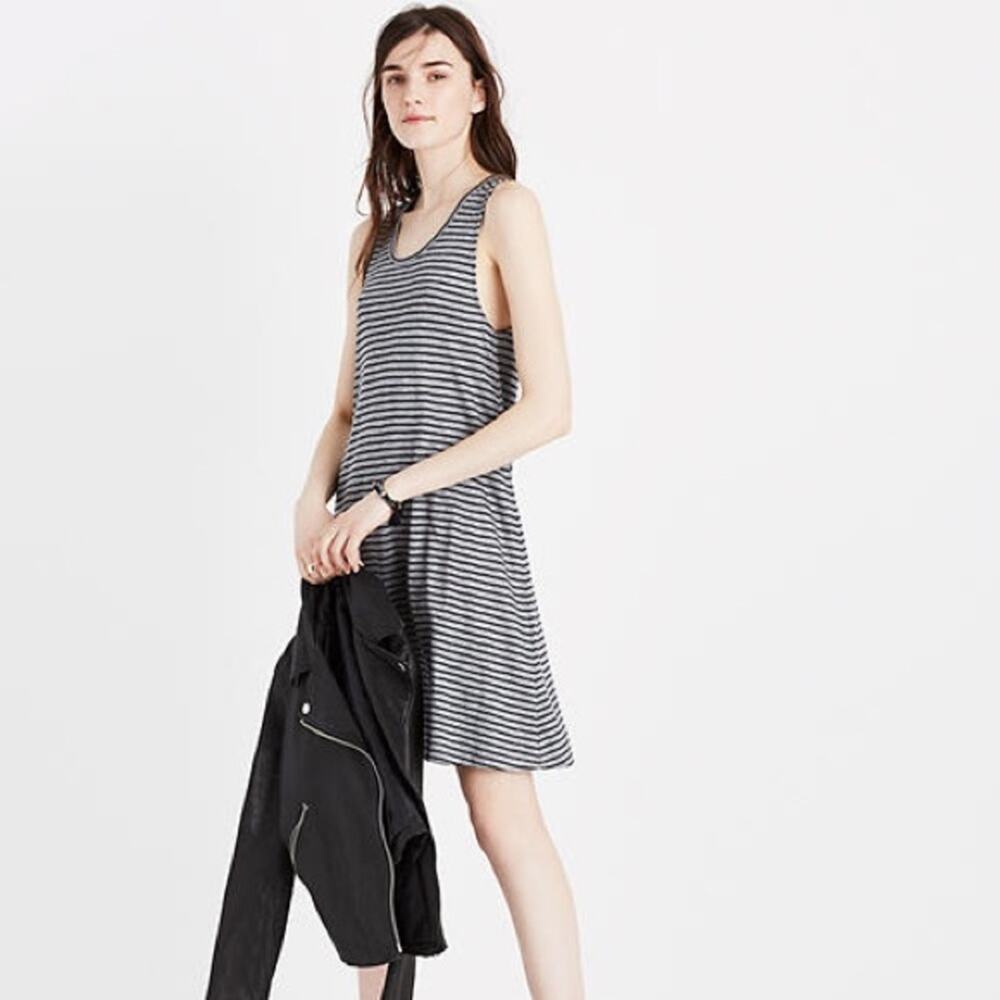 Madewell Highpoint Knit Tank Dress Gray Black Stripe Size XS